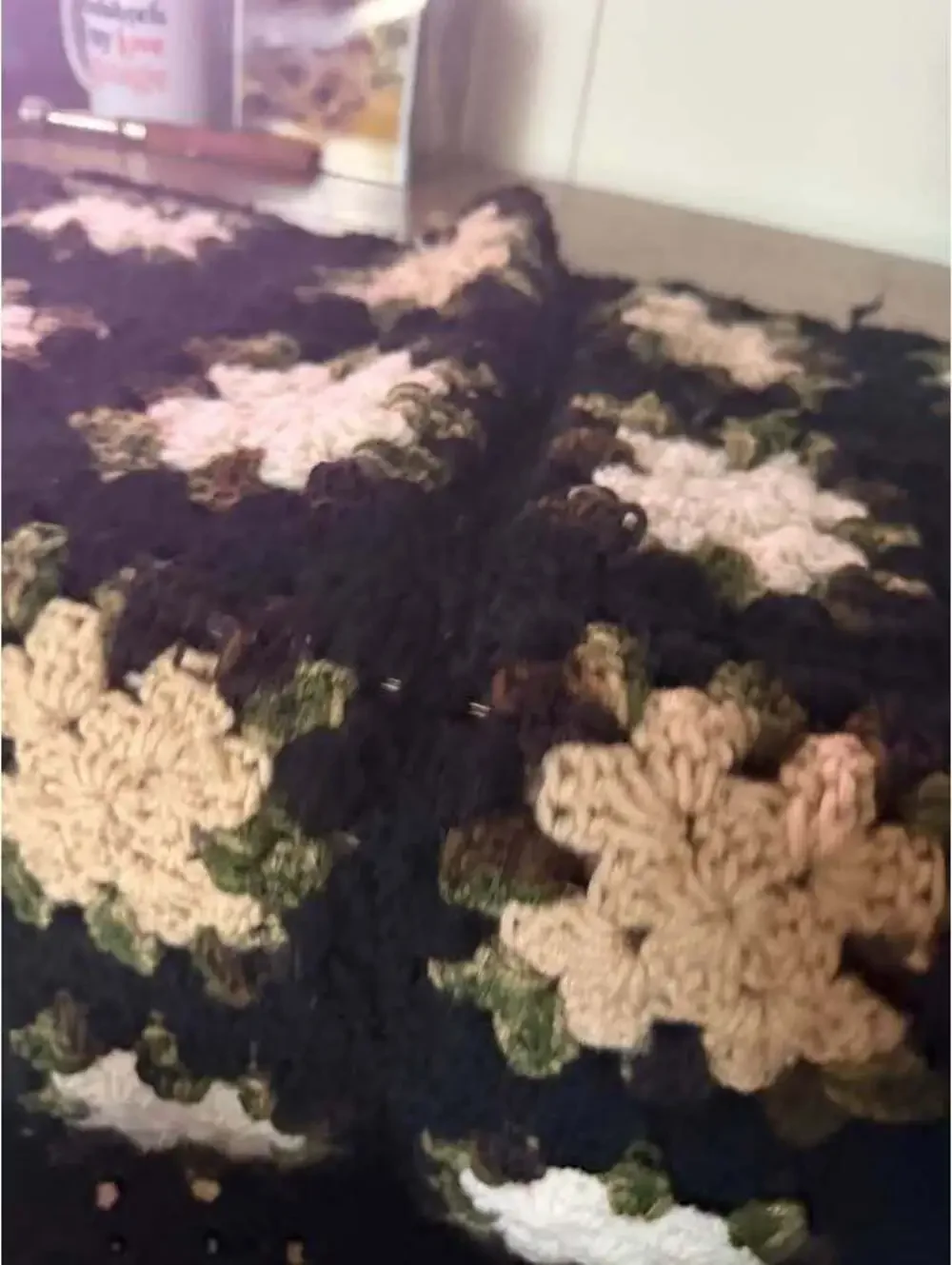 Handmade Crochet Throw Blanket Floral Granny Square 30x35 Baby Lap